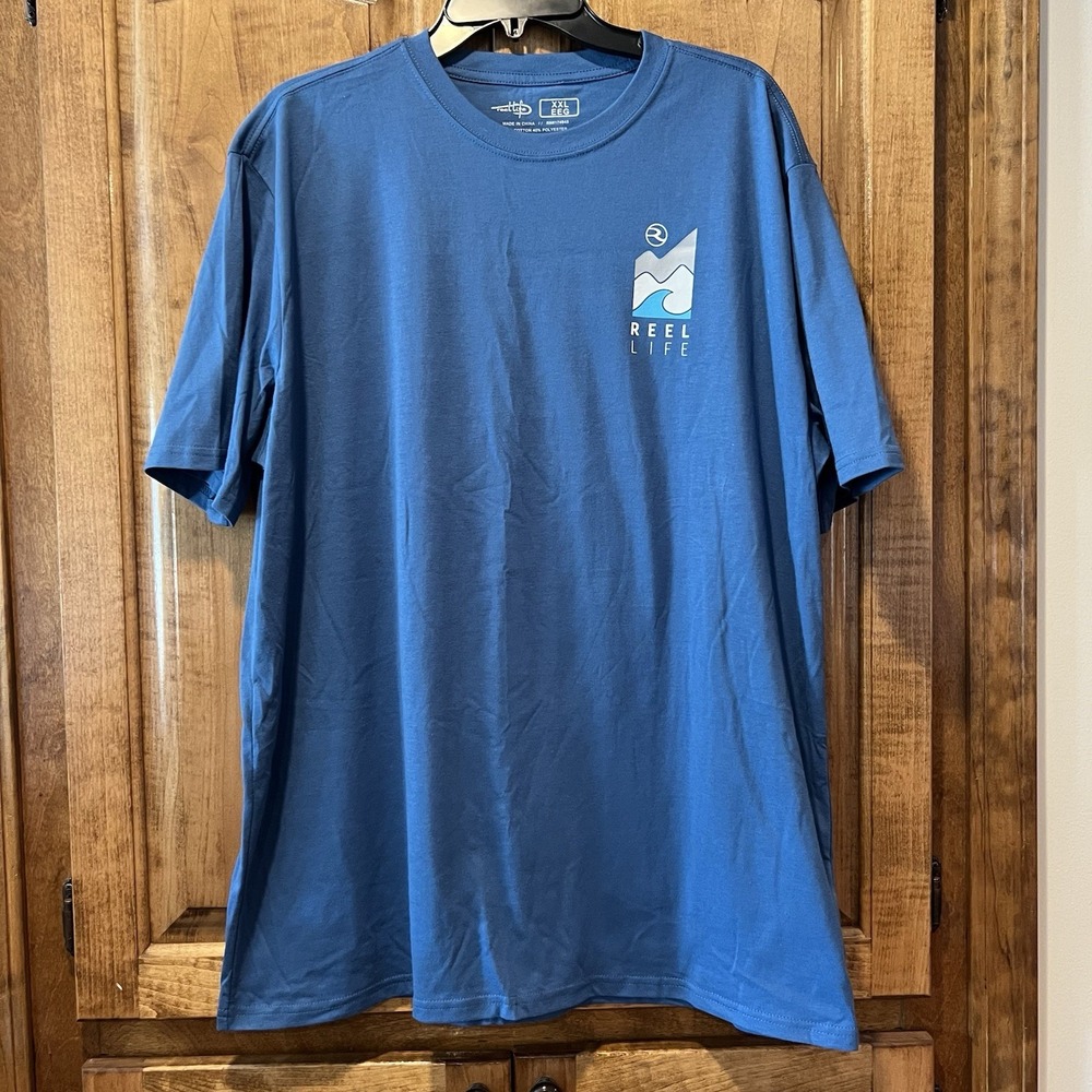 REEL LIFE Men's XXL Blue‎ Short Sleeve T-Shirt Fishing Gear Apparel